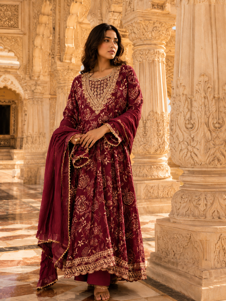 Women's Printed Berlin Anarkali Kurta Set