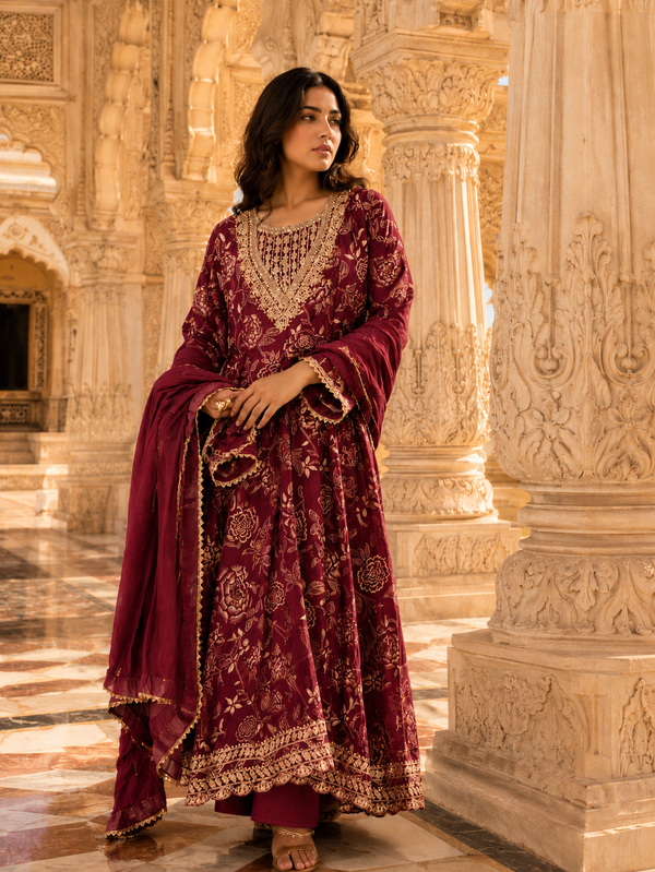Women's Printed Berlin Anarkali Kurta Set
