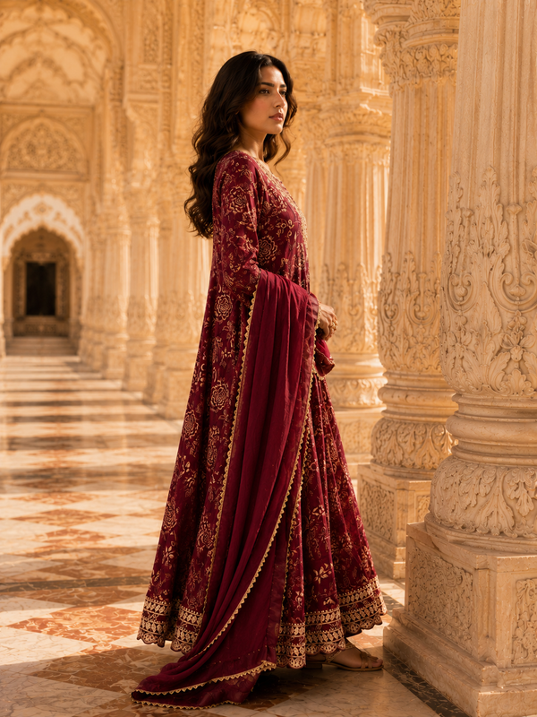 Women's Printed Berlin Anarkali Kurta Set