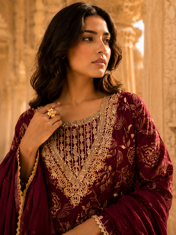 Women's Printed Berlin Anarkali Kurta Set