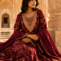 Women's Printed Berlin Anarkali Kurta Set