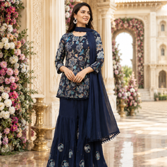 Women's Printed Berlin Kurta Sharara Set with Dupatta