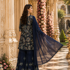 Women's Printed Berlin Kurta Sharara Set with Dupatta