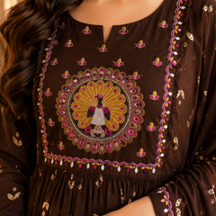 Women's Embroidered Cotton Anarkali Set