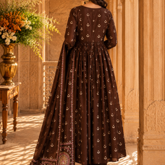Women's Embroidered Cotton Anarkali Set
