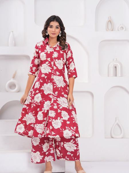 Women's Floral Printed Rayon Co-Ord Set