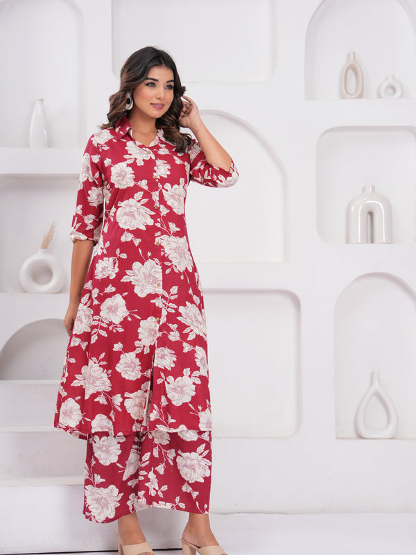 Women's Floral Printed Rayon Co-Ord Set