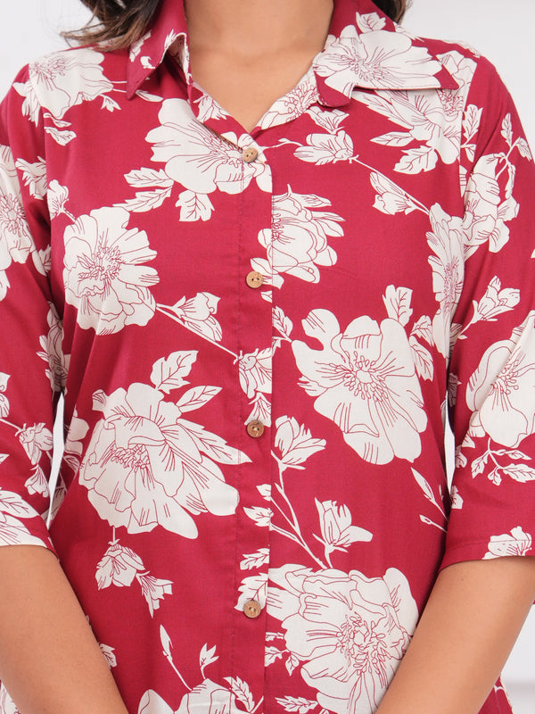 Women's Floral Printed Rayon Co-Ord Set