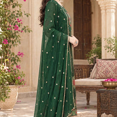 Women Floral Printed & Yoke Embroidered Anarkali Kurta Pant Set With Dupatta