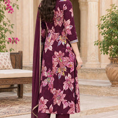 Women Floral Printed & Yoke Embroidered Anarkali Kurta Pant Set With Dupatta