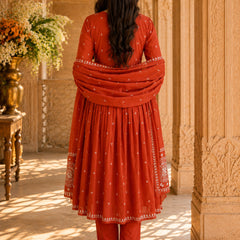 Women's Embroidered Cotton Anarkali Set