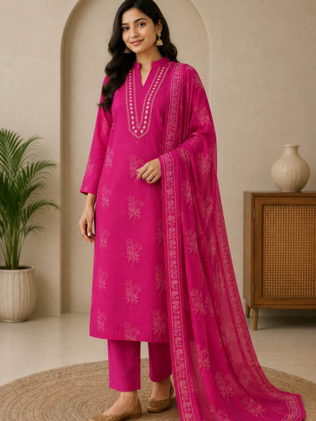 Women's Printed Cotton Ethnic Suit Set