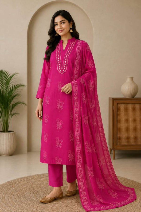 Women's Printed Cotton Ethnic Suit Set