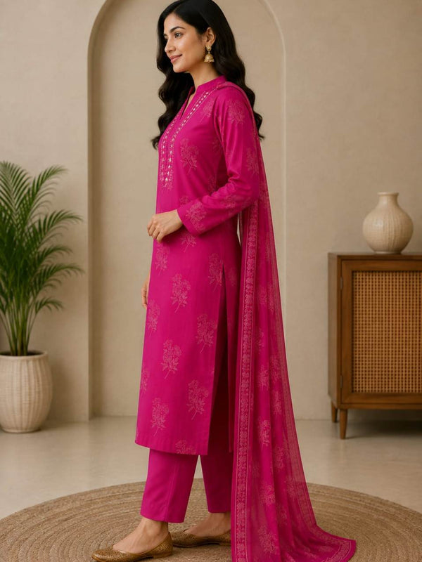 Women's Printed Cotton Ethnic Suit Set
