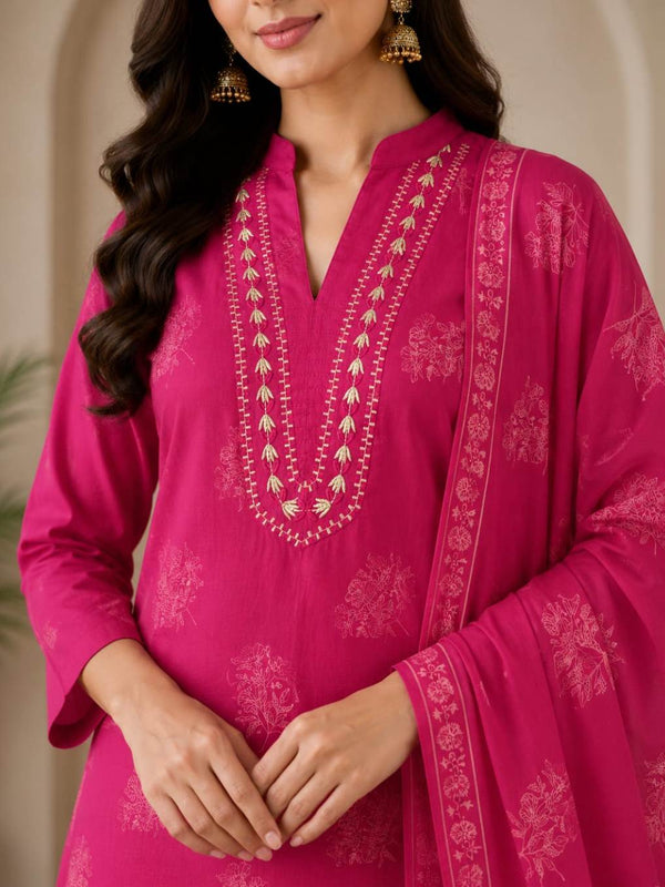 Women's Printed Cotton Ethnic Suit Set