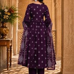 Women's Embroidered Cotton Anarkali Set